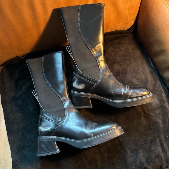 Miista Flabia E8 black leather distressed boots grunge 90s designer mid calf 40 - Picture 6 of 13